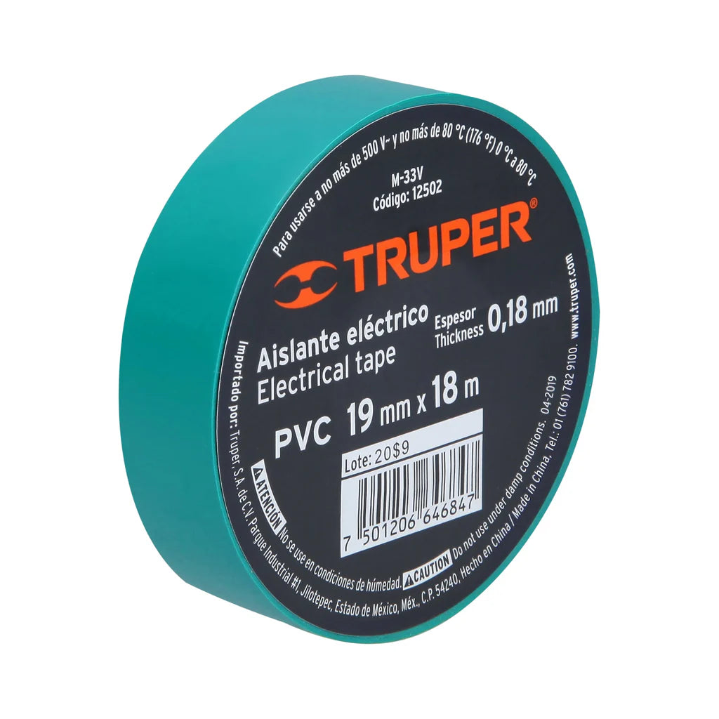 Truper PVC Electrical Tape 3/4-Inch by 60 ft (19mm x 18m)- Available in Various Colours, Black, White, Yellow, Grey, Red, Blue and Green Truper PVC Electrical Tape 3/4-Inch by 60 ft (19mm x 18m)- Available in Various Colours, Black, White, Yellow, Grey, Red, Blue and Green